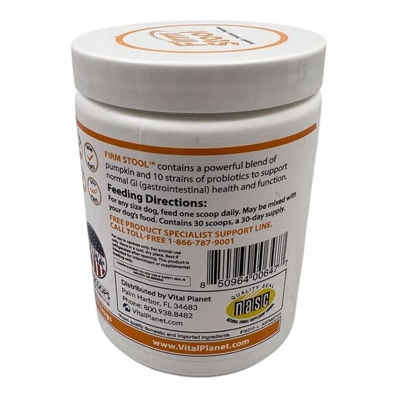 Vital Planet Firm Stool Pumpkin Probiotic Prebiotic Powder For All Dogs 3.9oz - Picture 3 of 6